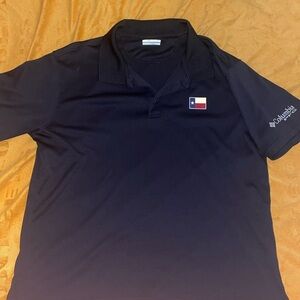 Mens Columbia XL PFG Black Texas Flag Polo Shirt